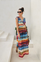 Allegra Long Dress – Striped Savanna Tie Dye