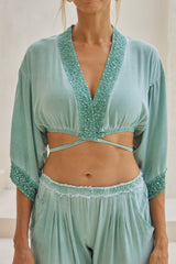 Flora Kimono Top – Pigment Color with Lavish Lace