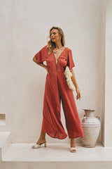 Regalia Long Jumpsuit – Solid Color with Classic Beadwork