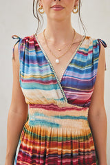 Allegra Long Dress – Striped Savanna Tie Dye