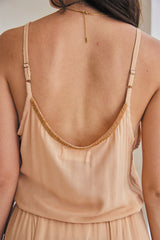 Adeline Long Dress – Solid Color with Classic Beadwork