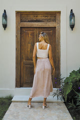 Azure Long Skirt – Pigment Color with Lavish Lace