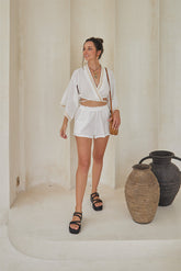 Flora Kimono Top – Solid with Delicate Lace Touches