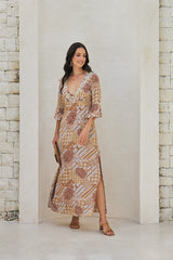 Violette Long Tunic – Vintage Print Embroidered