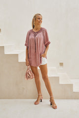 Aurora Blouse – Pigment Color with Lavish Lace