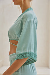 Flora Kimono Top – Pigment Color with Lavish Lace