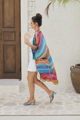 Odyssey Top Kimono – Striped Savanna Tie Dye
