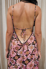 Aurora Long Dress – Psychedelic Print with Lace