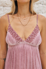 Meadow Long Dress - Pigment Color with Lavish Lace