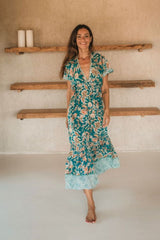 Aurora Midi Dress // Terracotta Flower