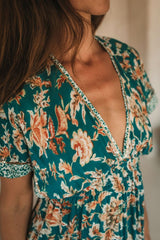 Aurora Midi Dress // Terracotta Flower