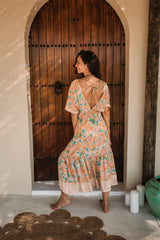 Aurora Midi Dress // Terracotta Flower