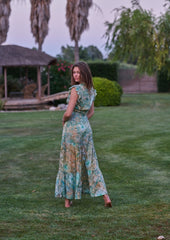 Izzy Wrap Long Dress // Bora Tie Dye - Gold