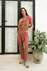 Zaire Long Jumpsuit // Big Leaf Print