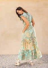 Izzy Wrap Long Dress // Bora Tie Dye - Gold