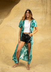 Edie Duster Kleid // Es Canar Tie Dye - Grün