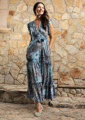 Izzy Wrap Dress // Bora Tie Dye - Azul