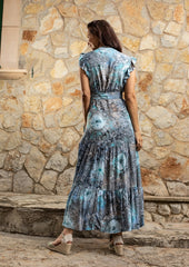 Izzy Wrap Dress // Bora Tie Dye - Azul
