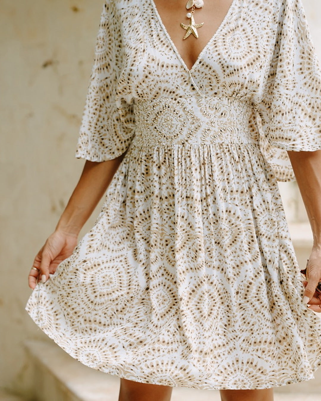 Meli Short Dress // Ocean Mandala Print