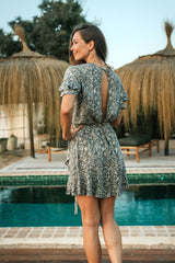 PANDORA SHORT WRAP-AROUND DRESS: ANIMAL