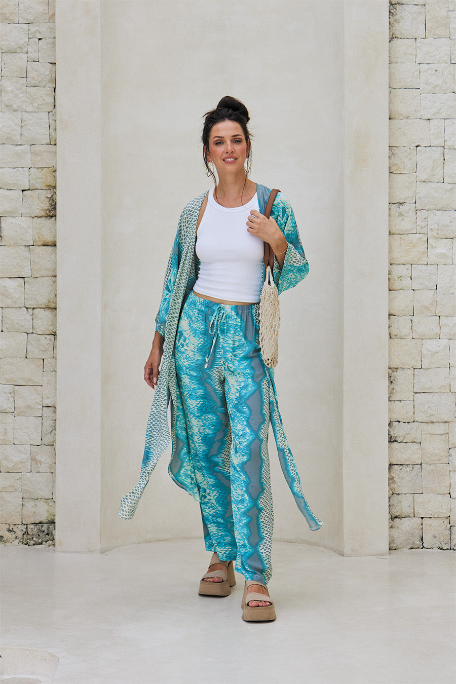 Dahlia Long Kimono – Snake Lux Print