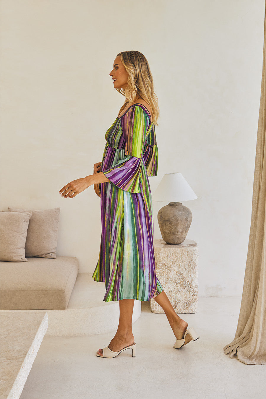 Nova Midi Dress – Boho Waves Tie Dye