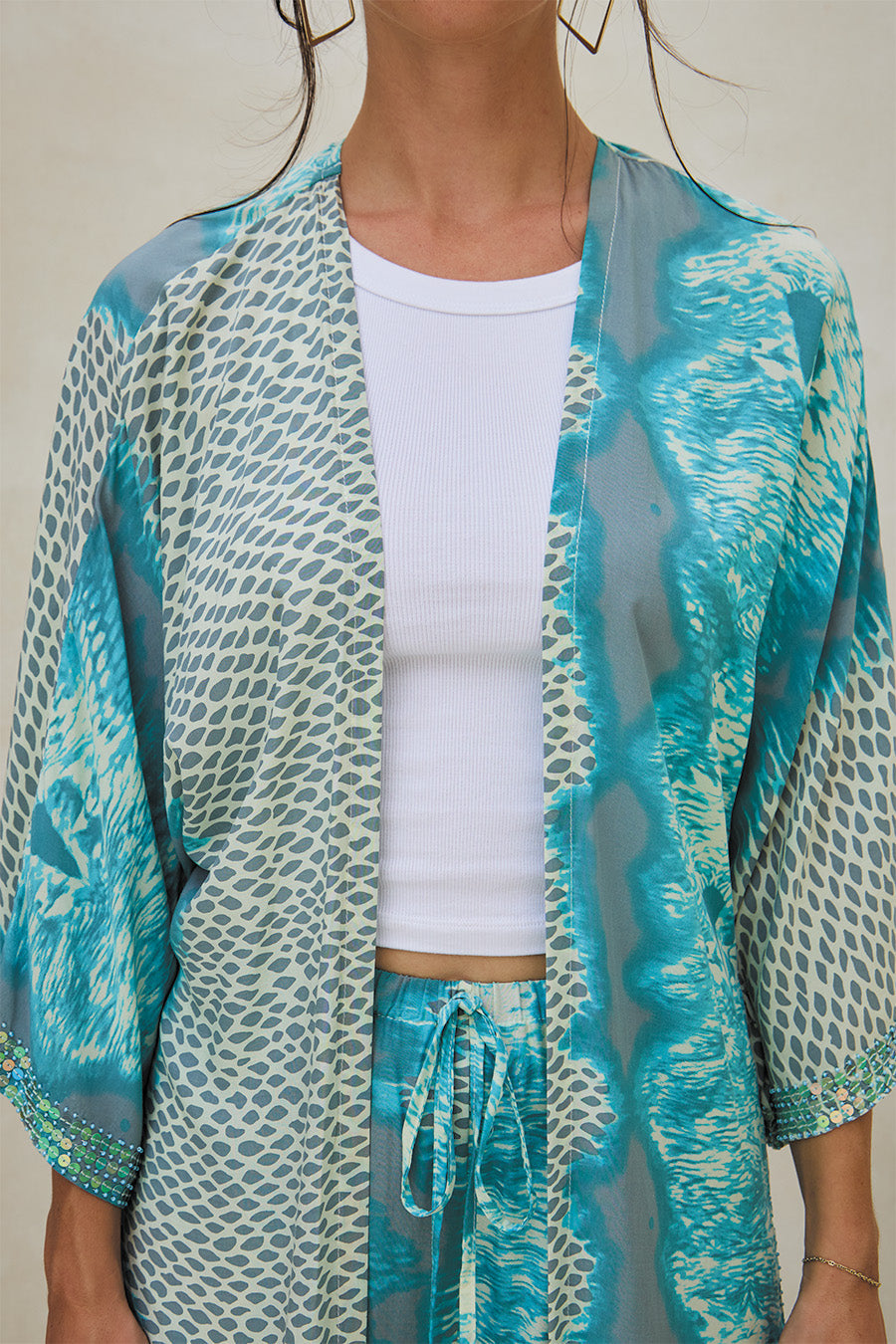 Dahlia Long Kimono – Snake Lux Print