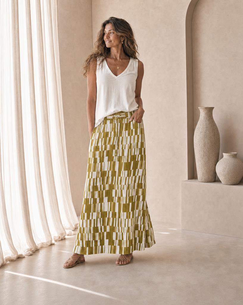Zoe Long Skirt // Star Matrix Print