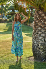 Kailani Soiree Dress // Illetas Print - Blue