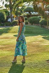 Kailani Soiree Dress // Illetas Print - Blue