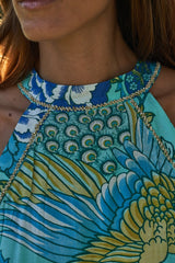 Kailani Soiree Dress // Illetas Print - Blue