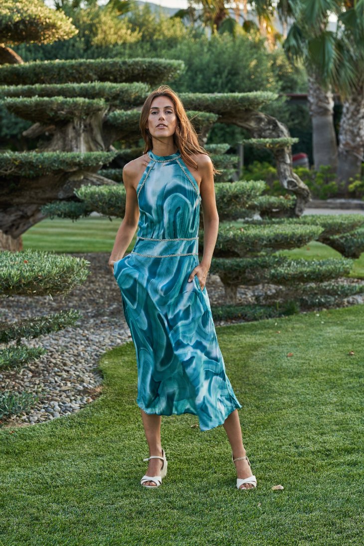 Kailani Soiree Dress // Es Canar Tie Dye - Green