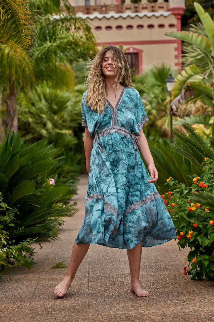 Koa Midi Dress // Es Vedra Tie Dye - Green