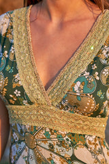 Ines Dress // Gertrudis Print - Green
