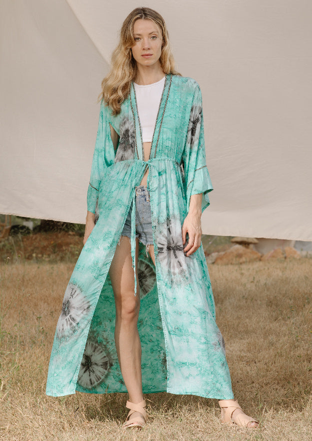 Edie Duster Dress // Es Canar Tie Dye - Verde