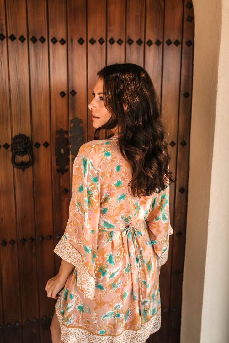 Odina Kimono Sundress // Terracotta Flower