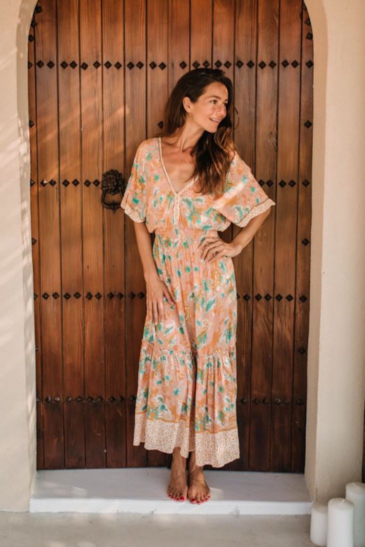 Aurora Midi Dress // Terracotta Flower