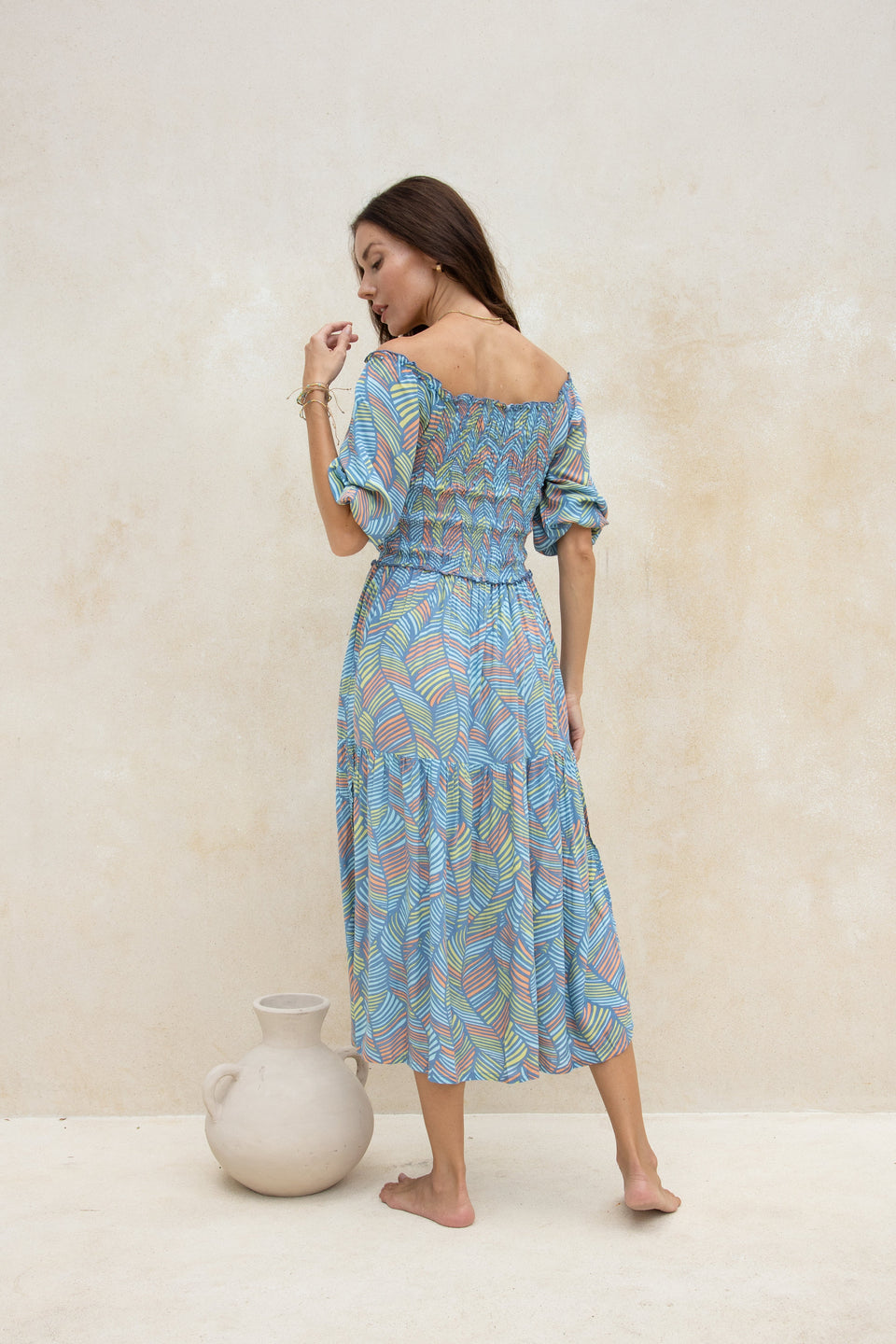 Prunella Midi Dress // Leaves print