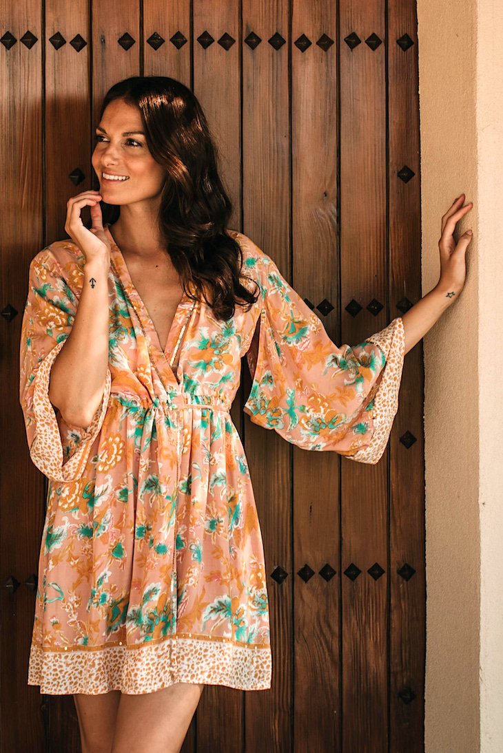 Odina Kimono Sundress //  Terracotta Flower