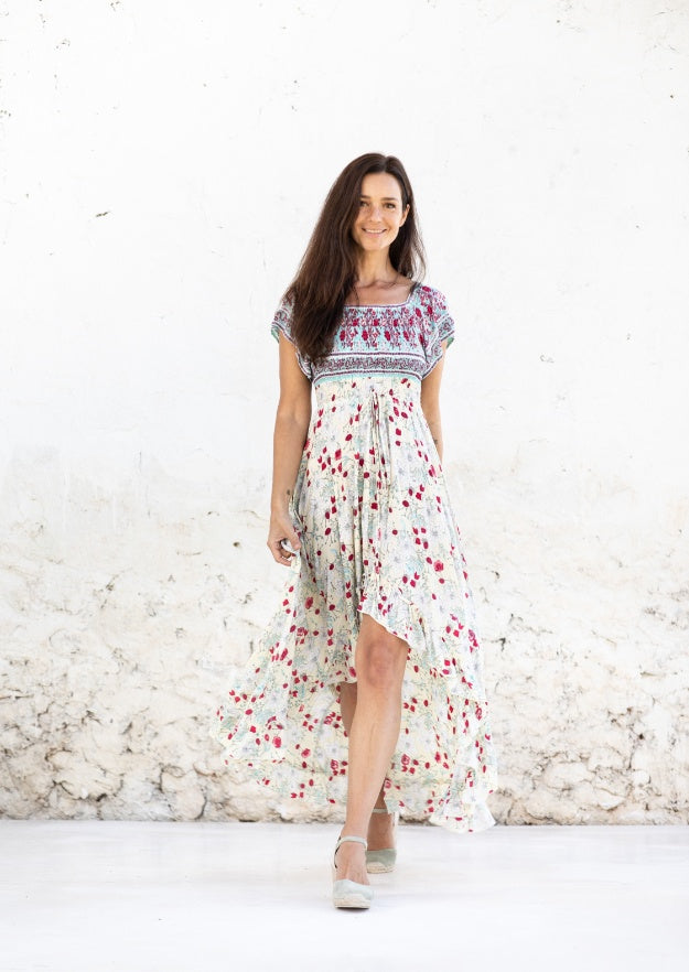 Norah Dress // Vadella Print - Crema 