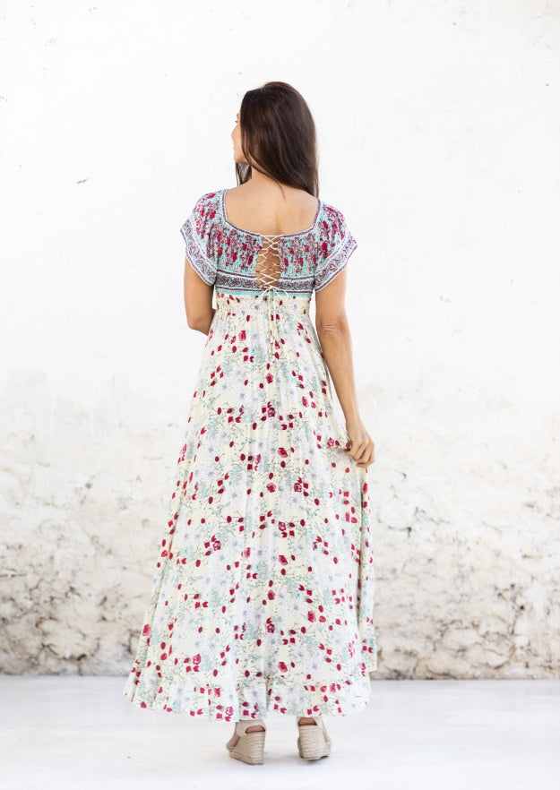 Norah Dress // Vadella Print - Crema 