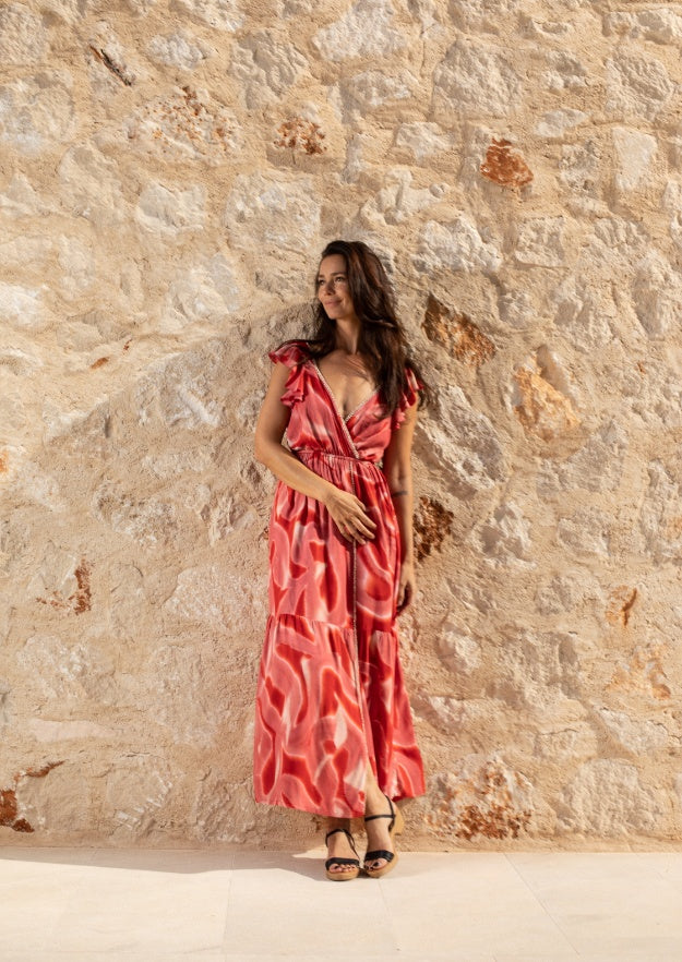 Robe Jacinda // Es Canar Tie Dye - Corail