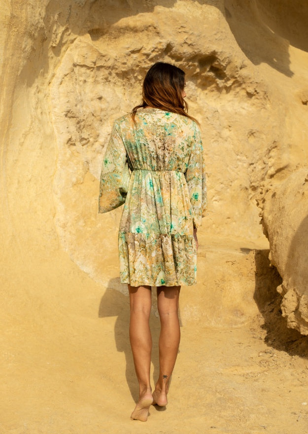 Faye Tunika Kleid // Bora Tie Dye - Gold