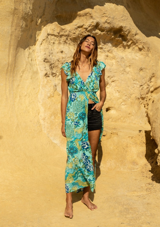 Robe Jacinda // Illetas Print - Bleu