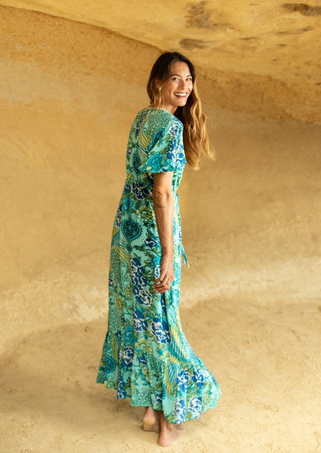 Robe Edie Duster // Illetas Print - Bleu