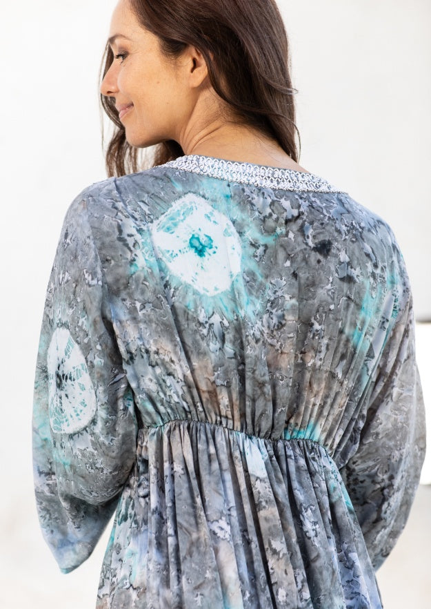 Faye Tunic Dress // Bora Tie Dye - Blue